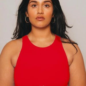 Manners London LDN Iza Cropped Vest in Pomegranate (Red)